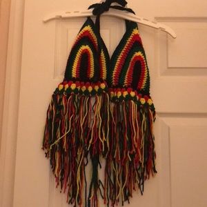 Hand knitted reggae color halter top